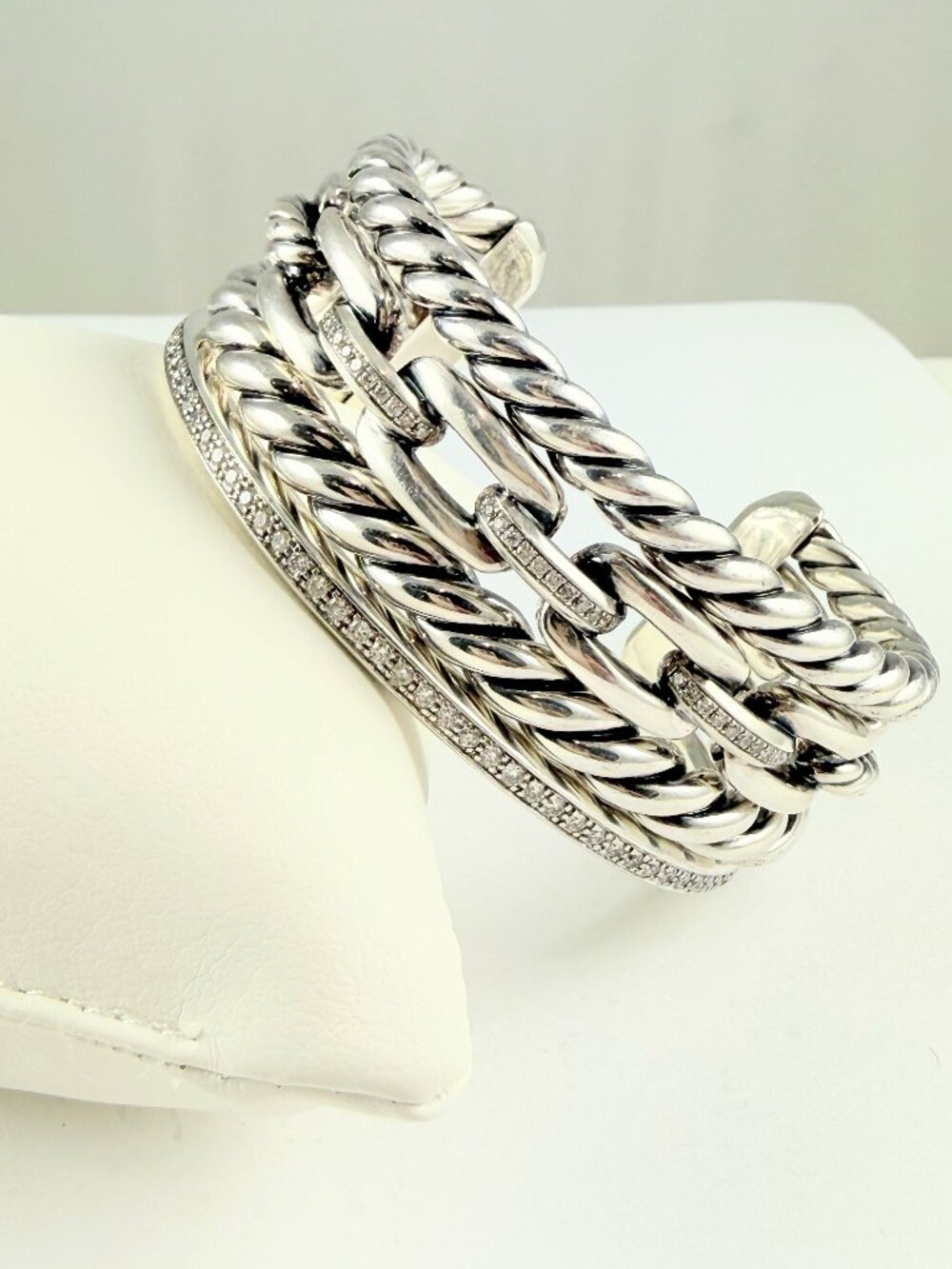 DAVID YURMAN 4-ROW DIAMOND WELLESLEY CUFF BRACELET